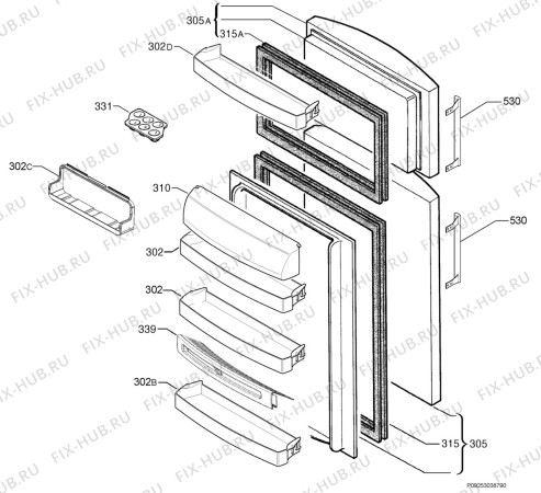 Взрыв-схема холодильника Electrolux ERD43393X - Схема узла Door 003